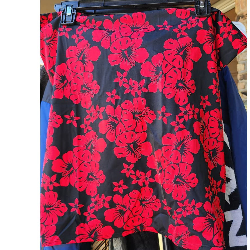 Victoria's Secret Black & Red Floral Sarong Bikini Cover Up XL